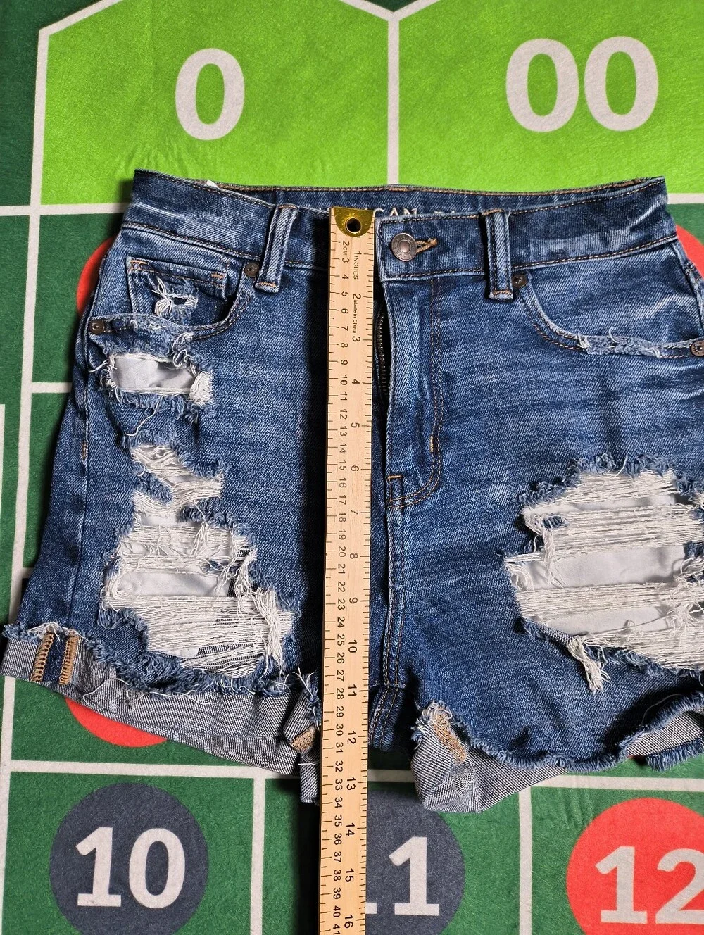 American Eagle Mom Short Women's 0 Distressed Denim Shorts Dark Wash AEO